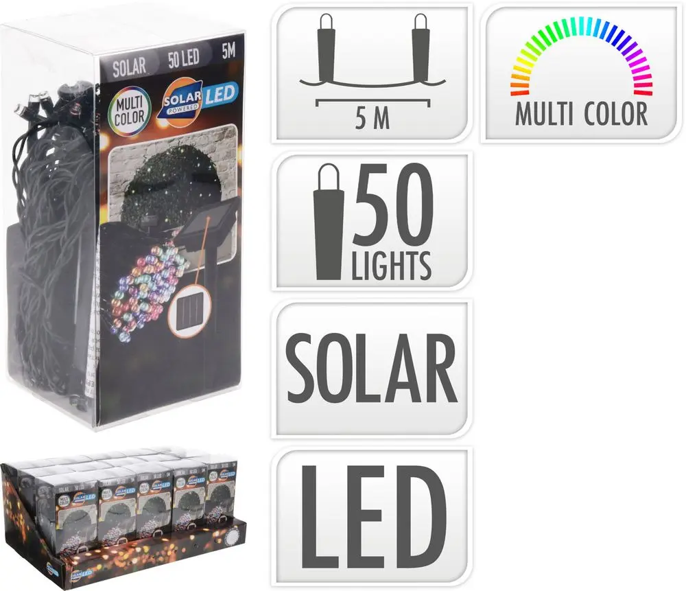 Instalatie solara, 50 LED-uri, 5 m, Multicolor