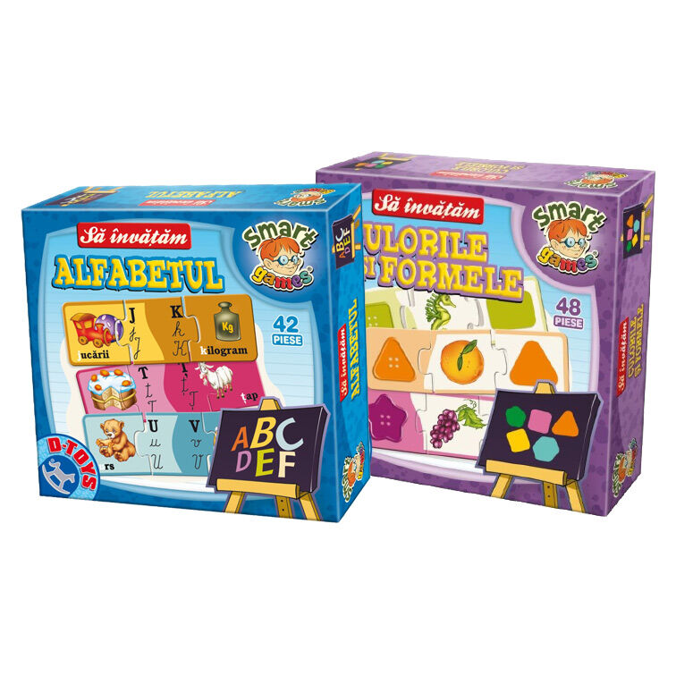 Set 2 jocuri educationale Alfabet&Culori si forme, D-Toys