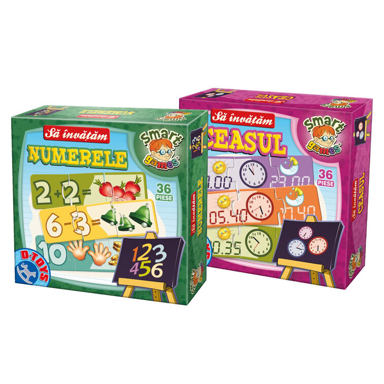 Set 2 jocuri educationale Numerele&Ceasul, D-Toys