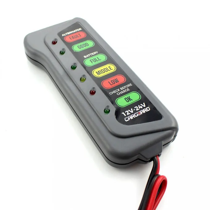 Tester pentru baterie si alternator cu indicatori LED Carguard, 12 V - 24 V