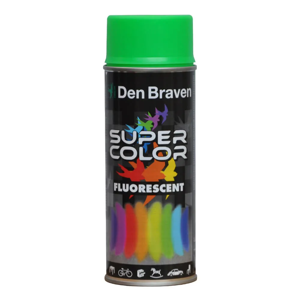 Spray retus vopsea cu efect fluorescent Den Braven Super Color, 400 ml, Verde