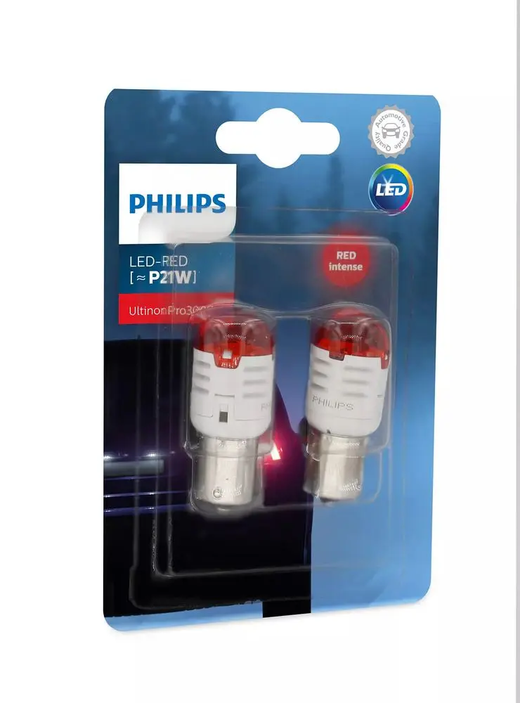 Set 2 becuri LED pentru lampi auto de semnalizare Philips Ultinon Pro P21, 12 V, Rosu