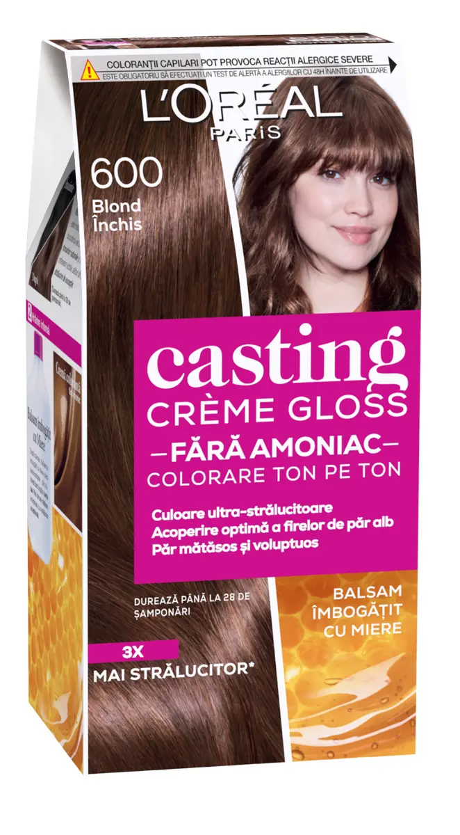 Vopsea de par semi-permanenta L'Oreal Paris Casting Creme Gloss fara amoniac 600 Blond inchis, 180 ml