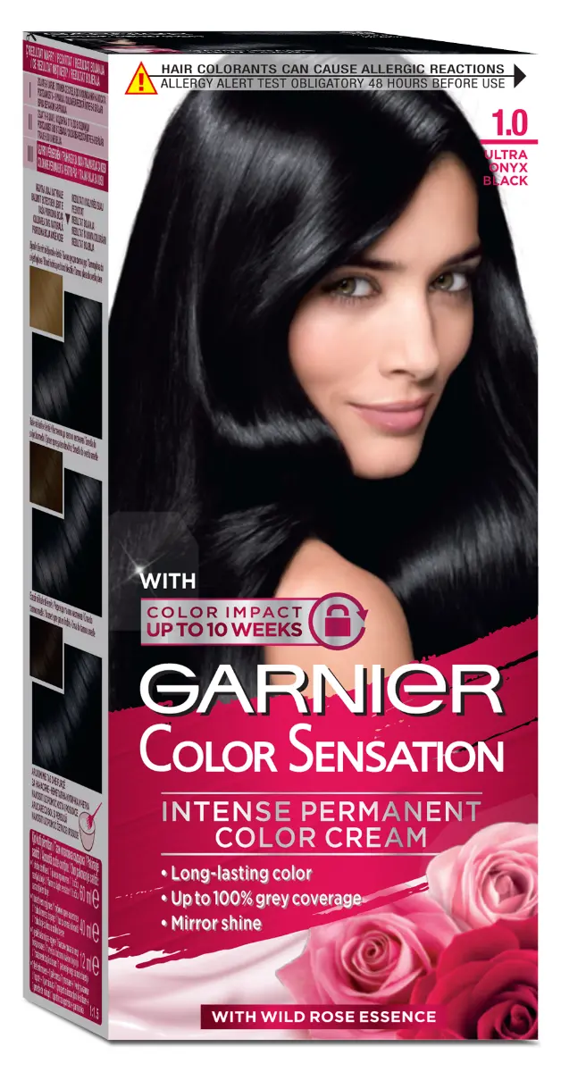 Vopsea de par permanenta Garnier Color Sensation 1.0 Negru Onix cu amoniac, 110 ml