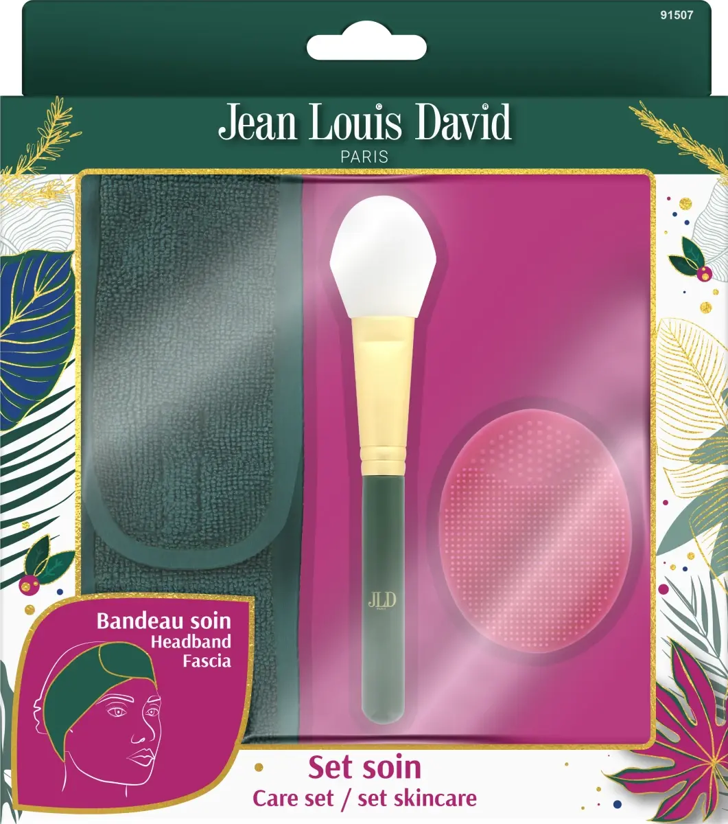 Set cadou Jean Louis David, ingrijire fata: pensula aplicare masca, banda multifunctionala si perie fata de silicon