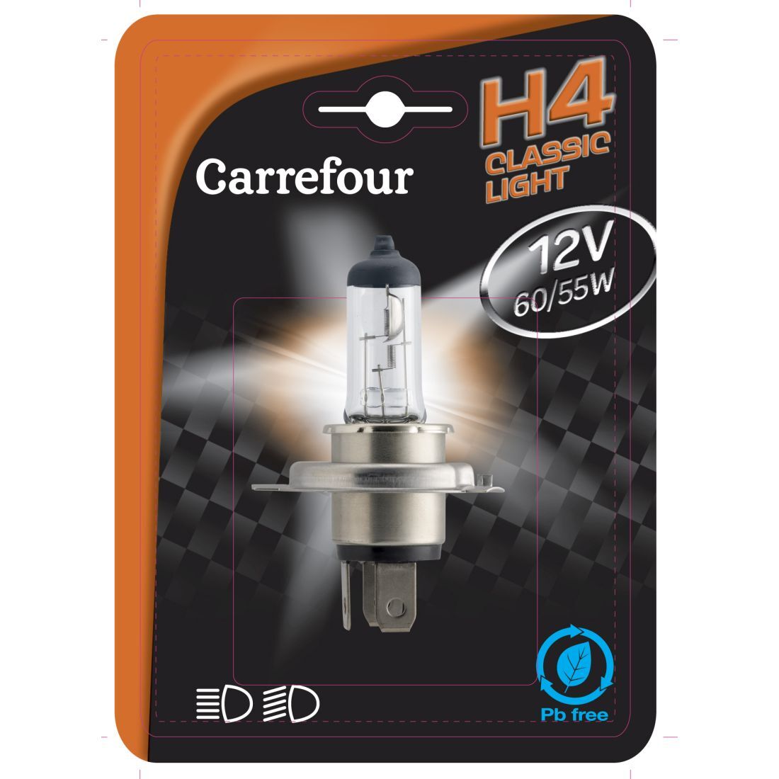 Ampoule auto H4 Classic Light 12V 60/55W + 20% energy CARREFOUR : l'unité à  Prix Carrefour