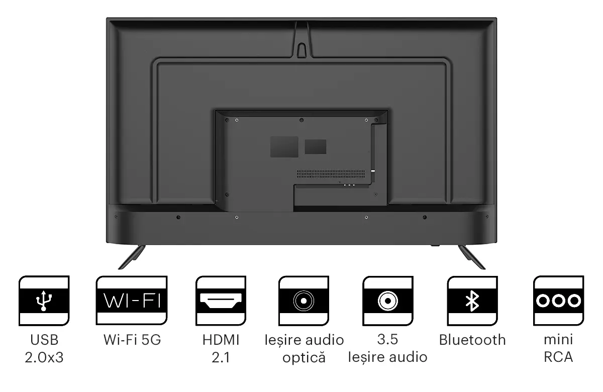 Televizor LED Smart, KIVI 55U740NB, 139 cm, 4K UHD, Android TV, Clasa G, Negru