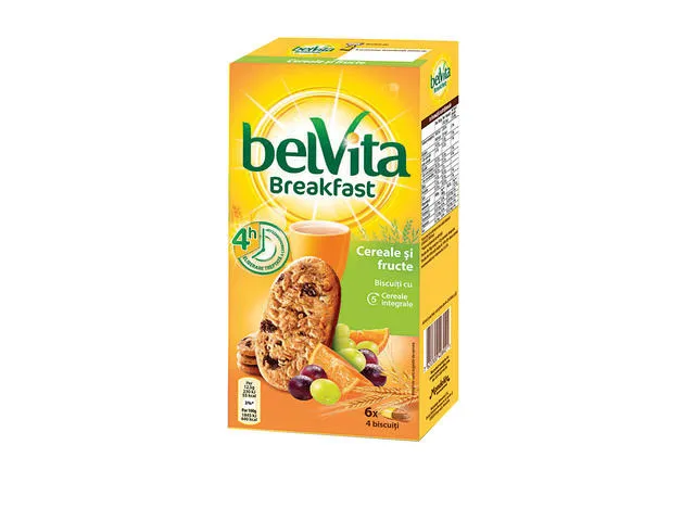 Biscuiti BelVita cu cereale integrale, coaja de portocale si stafide 300g