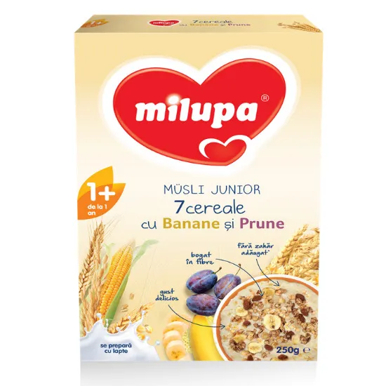 Cereale Milupa Musli Junior 7 cu banane si prune, +12 luni, 250 g