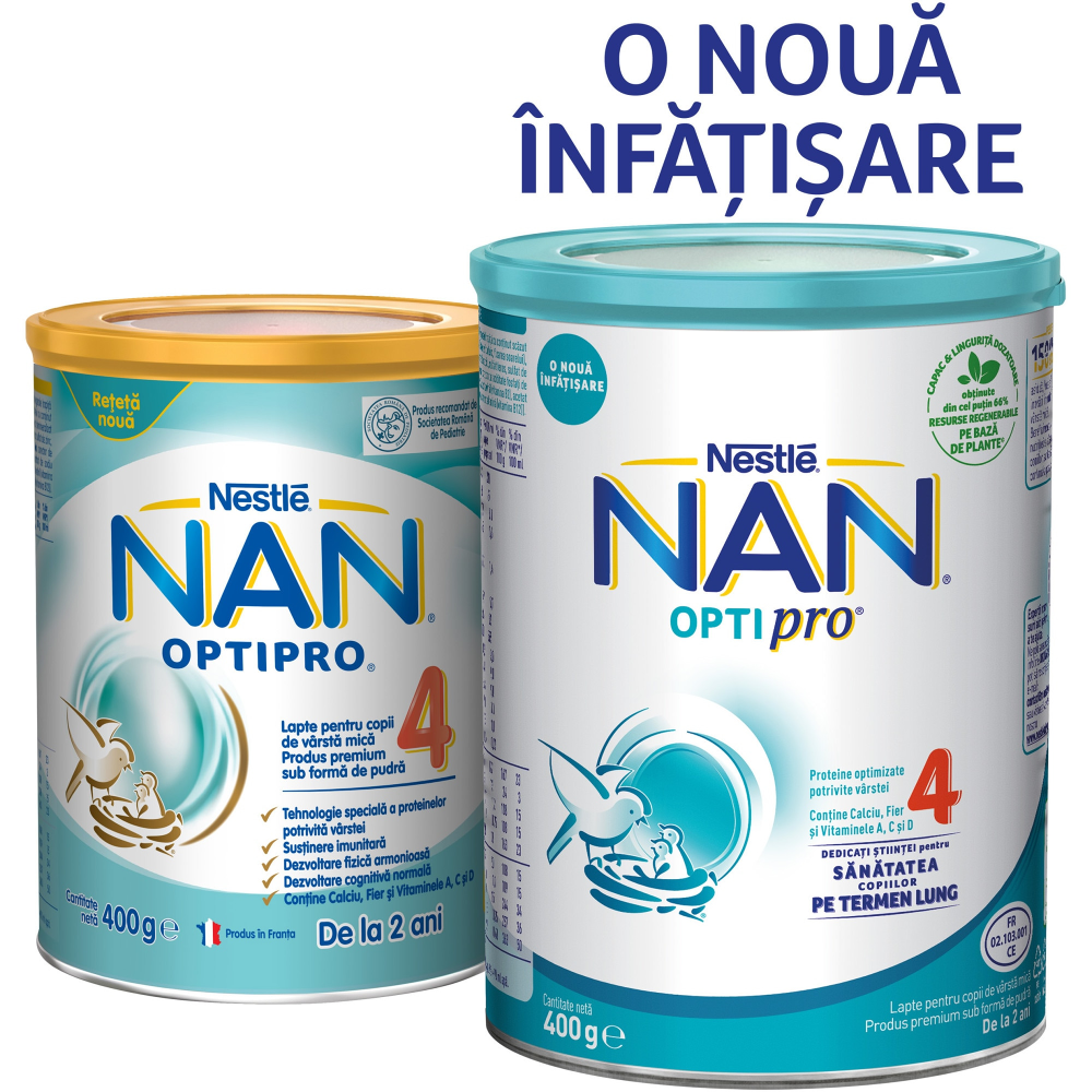 Lapte praf pentru copii de varsta mica Nestle Nan Optipro 4, de la 2 ani, 400g