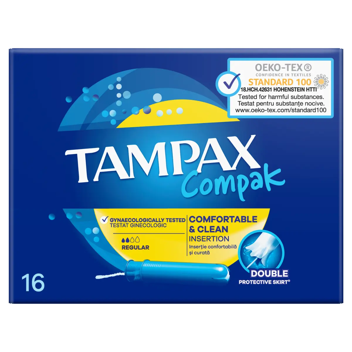 Tampoane Tampax Compak Regular cu aplicator, 16 buc