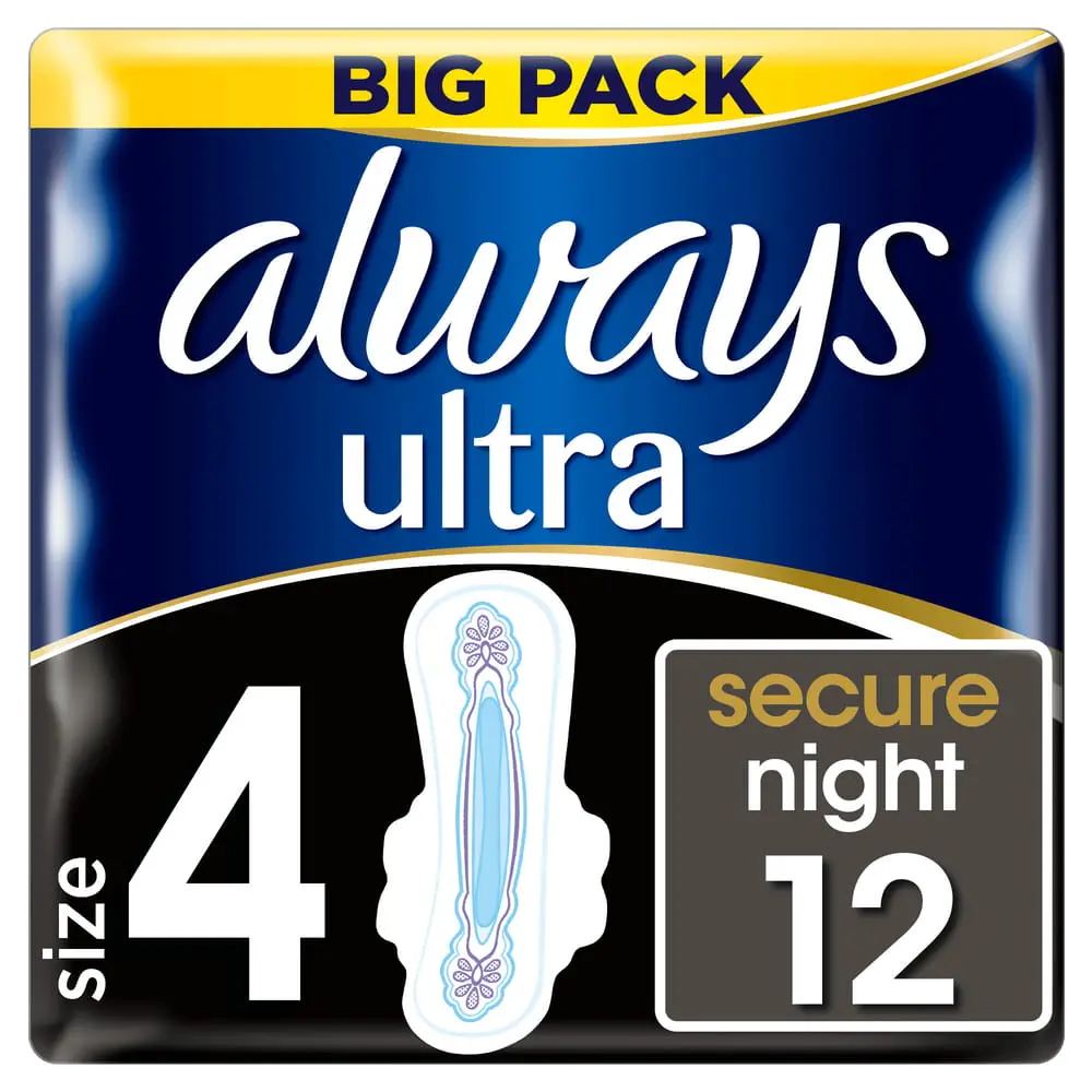 Absorbante Igienice Always Ultra Secure Night Marimea 4, 12 buc