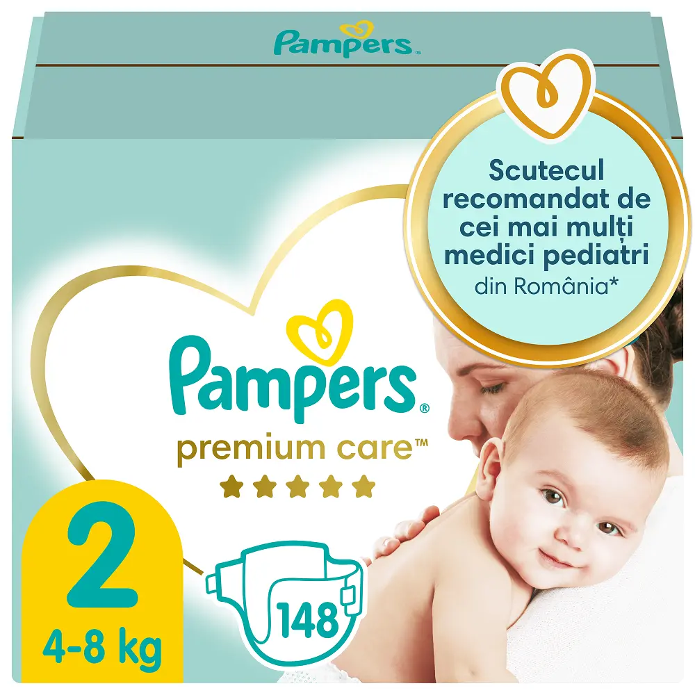 Scutece Pampers Premium Care, nr.2, 4-8kg, 148 bucati