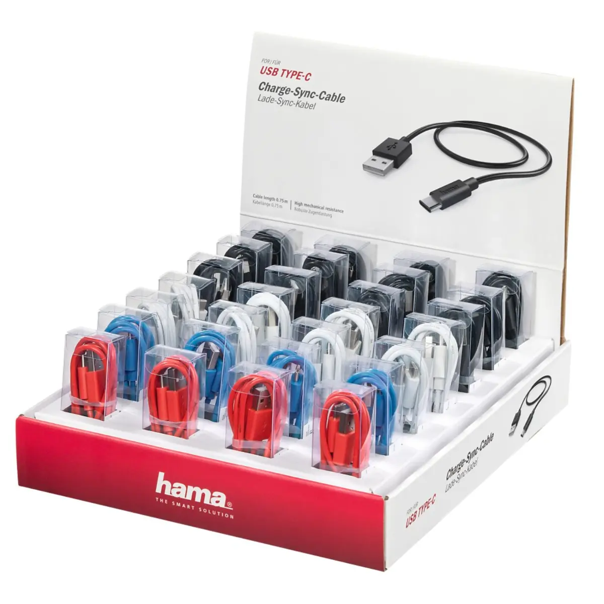 Cablu de incarcare / date Hama, USB tip C, 0.75 m, Negru