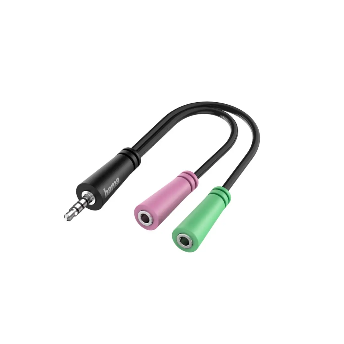 Adaptor Audio Hama, stecher jack 3,5 mm 4 pini - 2 x priză jack 3.5 mm 3 pini