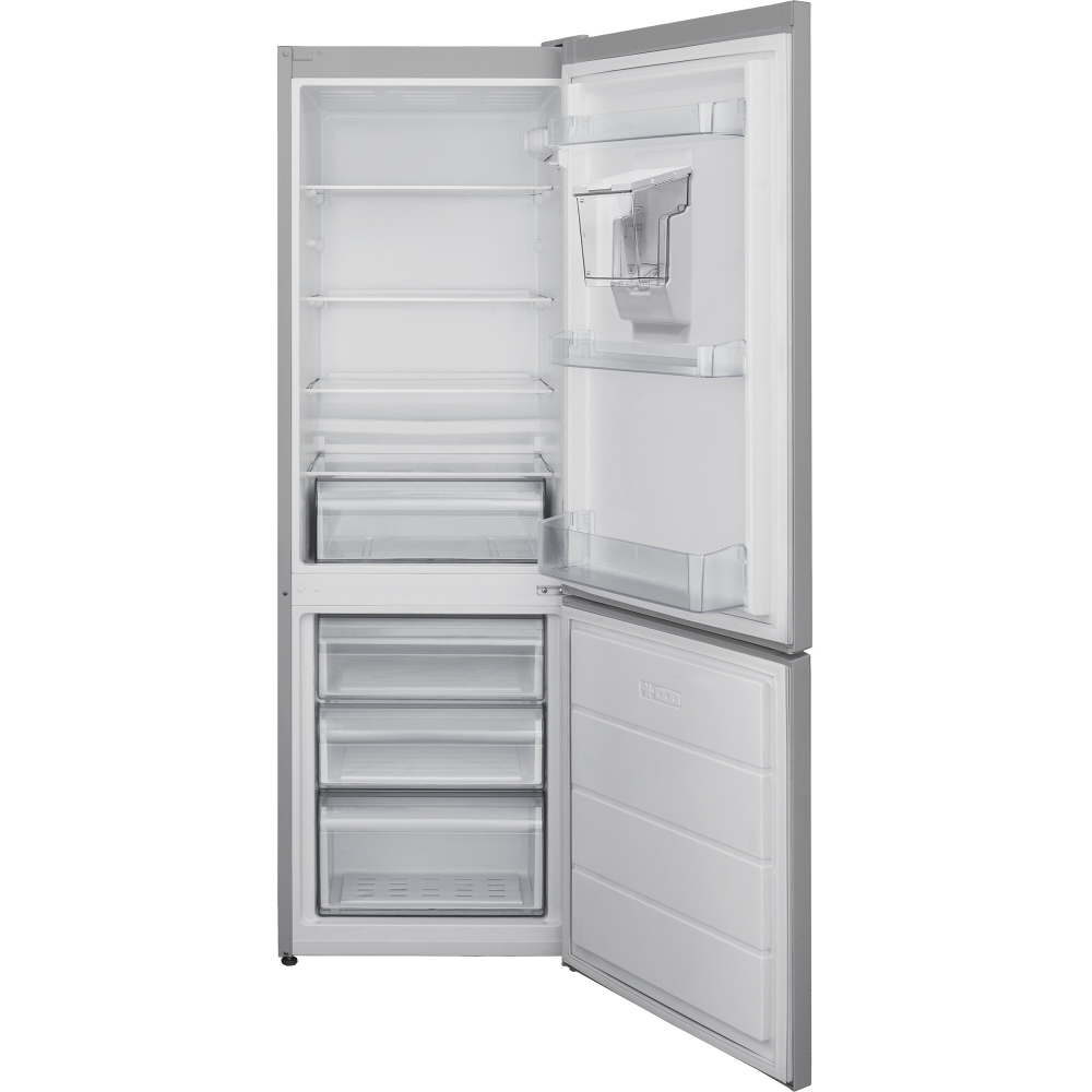 Combina frigorifica Heinner HC-V270SWDF+, 268l, Sistem racire Less Frost, Super congelare, Dozator de apa, Clasa F, H 170 cm, Argintiu