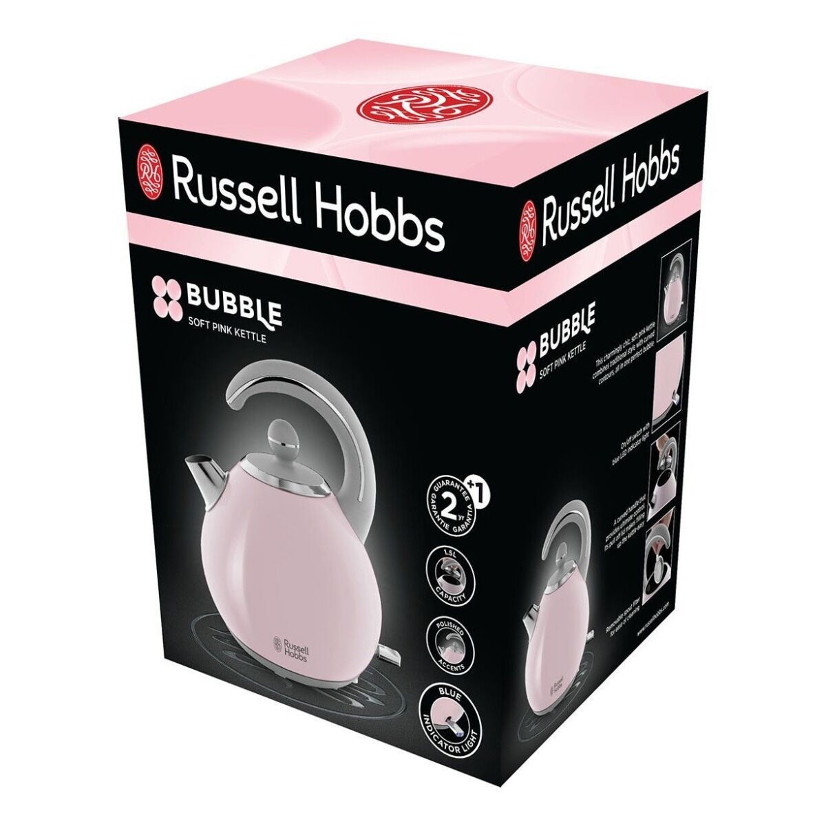 Fierbator de apa Russell Hobbs Bubble 24402-70, 2400 W, 1.5 l, inox, roz