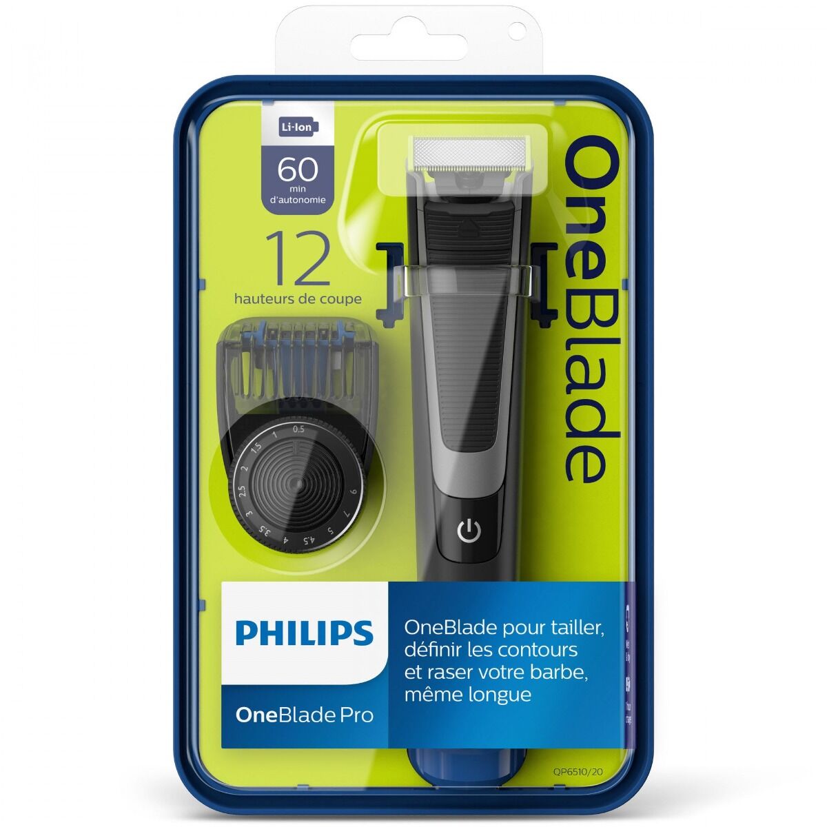 One blade QP6510/20 Philips, maner anti-alunecare, lavabil, incarcare rapida