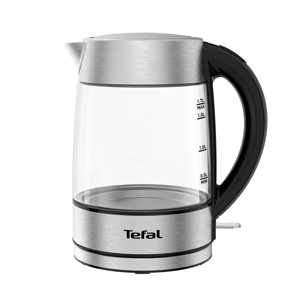 Fierbator Tefal Glass KI772D38, 1.7 litri, 2200 W, Argintiu / Negru