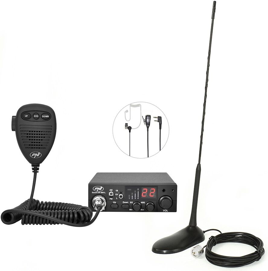 Statie radio auto HP8001 PNI + Antena, 40 canale, pana la 9 km, ASQ reglabil