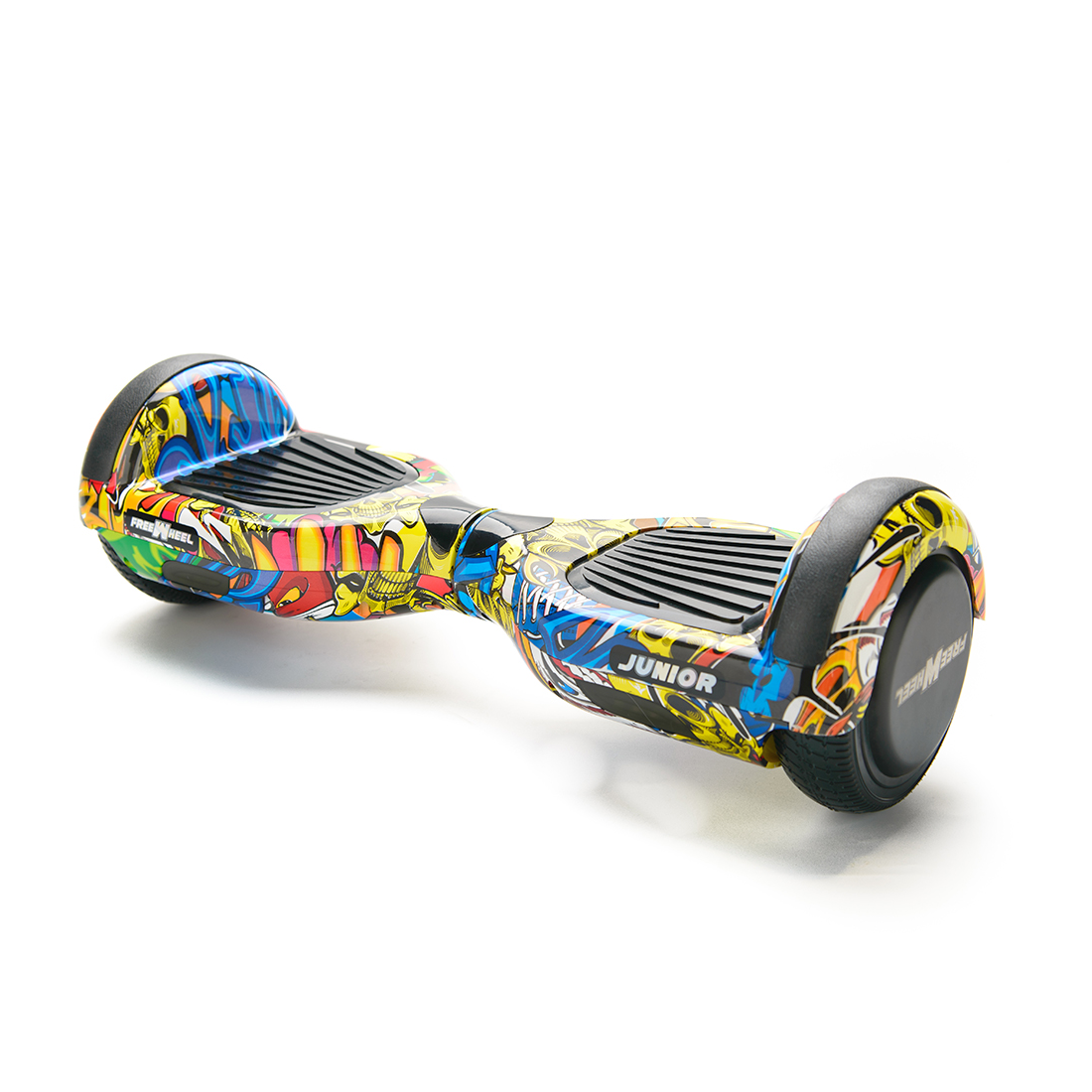 Hoverboard Junior Freewheel, motor 2 x 250 W brushless, viteza 12 km/h, autonomie 20 km, Graffiti Galben