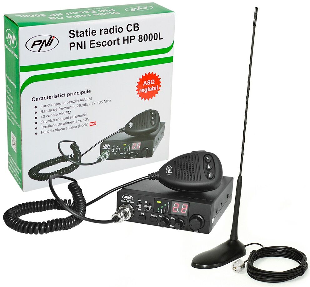 Statie radio auto HP8000 PNI + Antena, 40 canale, Squelch automat