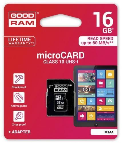 Card memorie GoodRam MicroSD M1AA-016 Goodram, clasa 10, 16 GB, adaptor SD