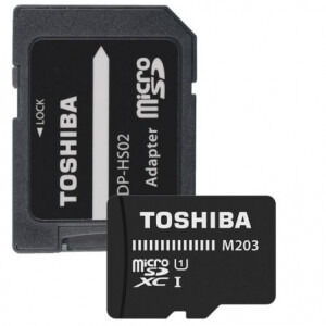 Card memorie Toshiba High Speed M203 100 MB/s, Micro SDXC, 64GB, Class 10, UHS-I + Adapter SD, Negru