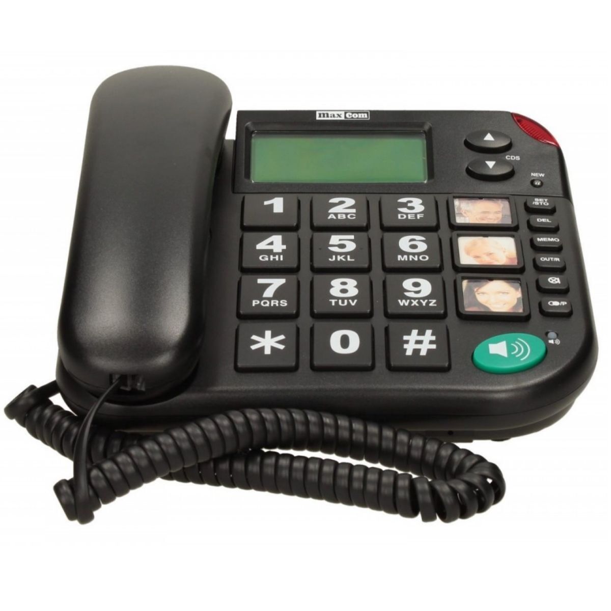 Telefon fix cu fir KXT480 MaxCom, LCD, Apelare rapida, Speaker, Tasta Mute/Pause, Negru