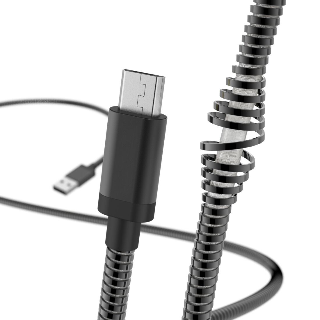 Cablu de incarcare/date Hama Micro USB Metal, 1.5 m, Negru