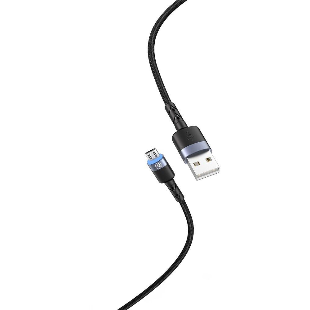 Cablu micro USB Tellur TLL155304, Micro-USB, USB-A, LED, 2 metri, Negru