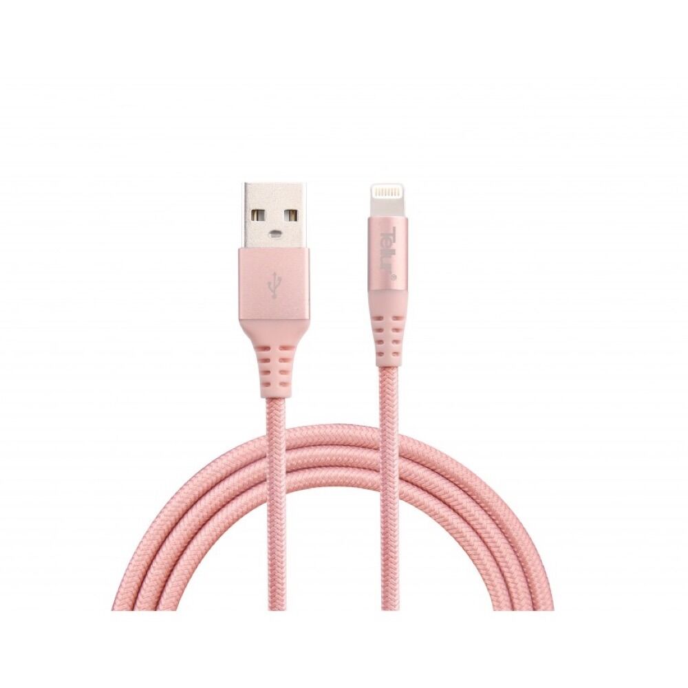 Cablu de date Tellur TLL155241, USB/Lightning MFi, Kevlar, 1m, Roz