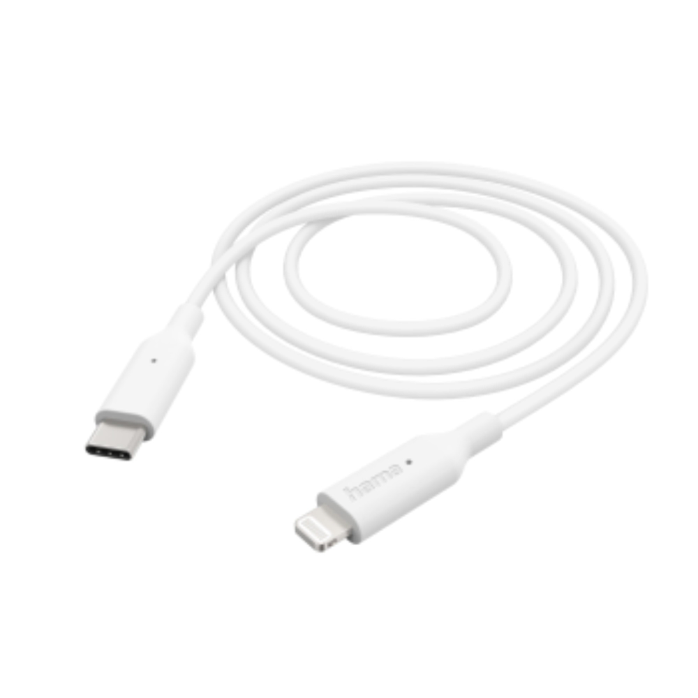 Cablu de date Hama, USB-C - Lightning, 1m, Alb