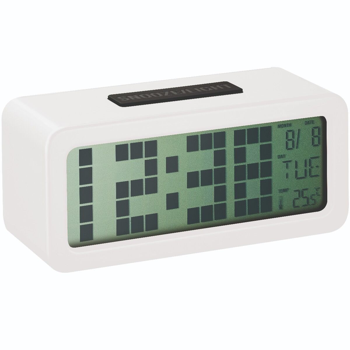 Ceas digital cu alarma PSDC006WH Poss, Ecran 1.25 inch, Senzor temperatura interioara