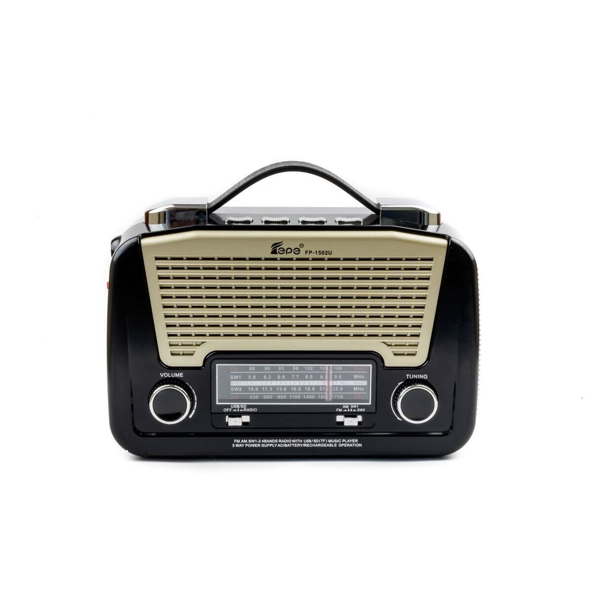 Radio Fepe FP-1502U, AM, FM, SW1/2, MP3 player cu lanterna