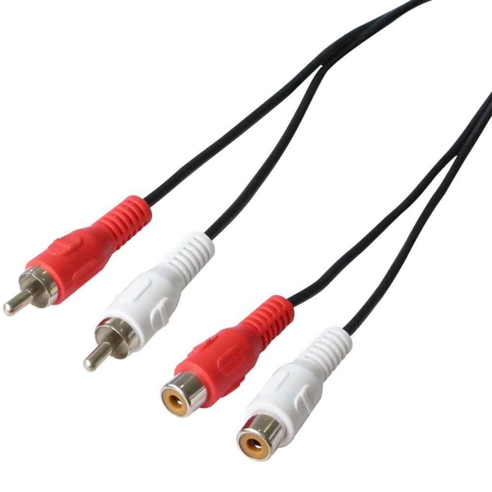 Cablu audio 2 x RCA M/F Poss PSAUD06, 1.2 m, Negru