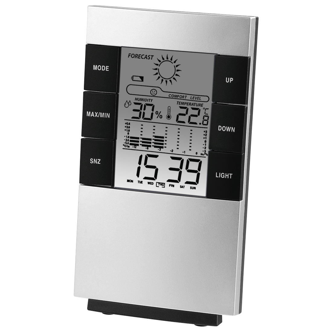 Statie Meteo TH-200 Hama, Functie Ceas, Display Digital, Data, Prognoza, Umiditate 30/85%, Temperatura 0C/+50C, Negru