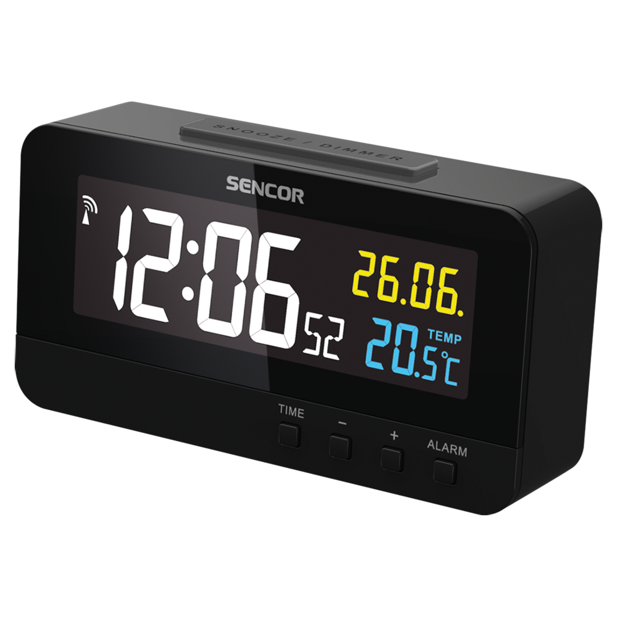 Ceas digital cu alarma SDC 4800B Sencor, Ecran color 8.6 cm, Afisarea temperaturii interioare, Calendar