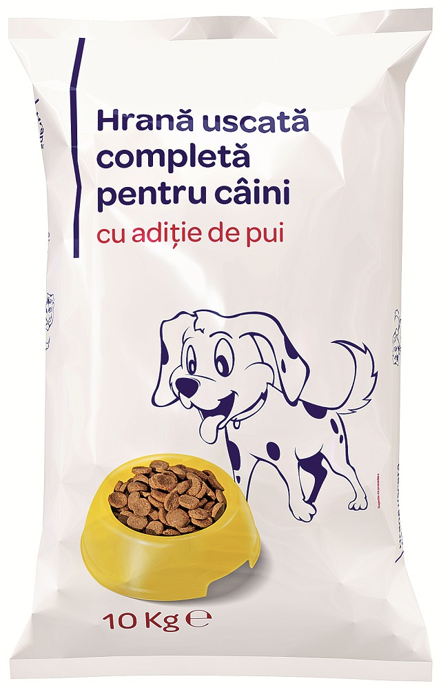 Hrana uscata pentru caini adulti Carrefour cu aditie de pui, 10 kg