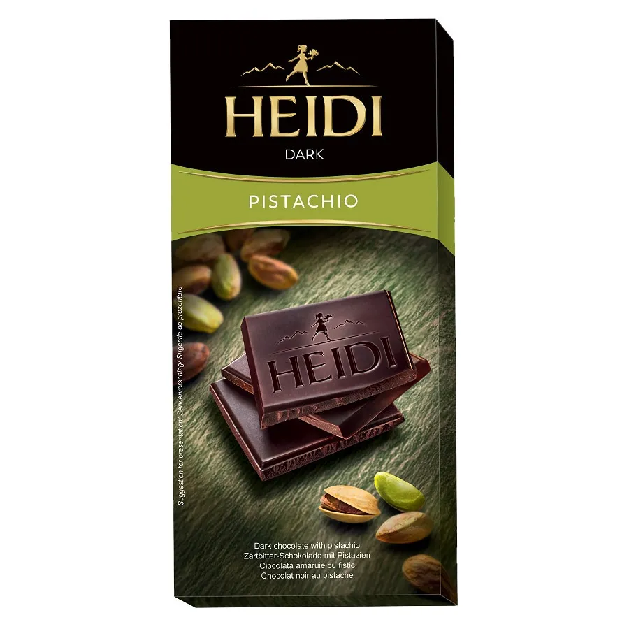 Ciocolata amaruie Heidi Dark cu fistic 80 g