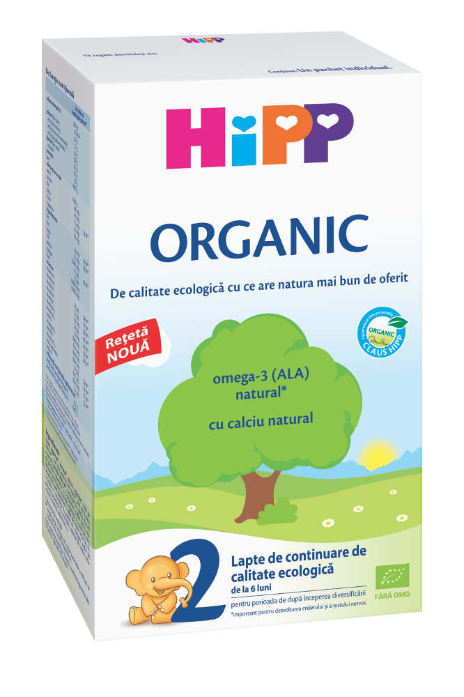 Lapte praf Hipp 2 Organic lapte de continuare, 300 g
