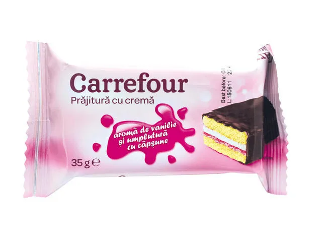 Prajitura cu crema de capsune Carrefour Classic, 35 g