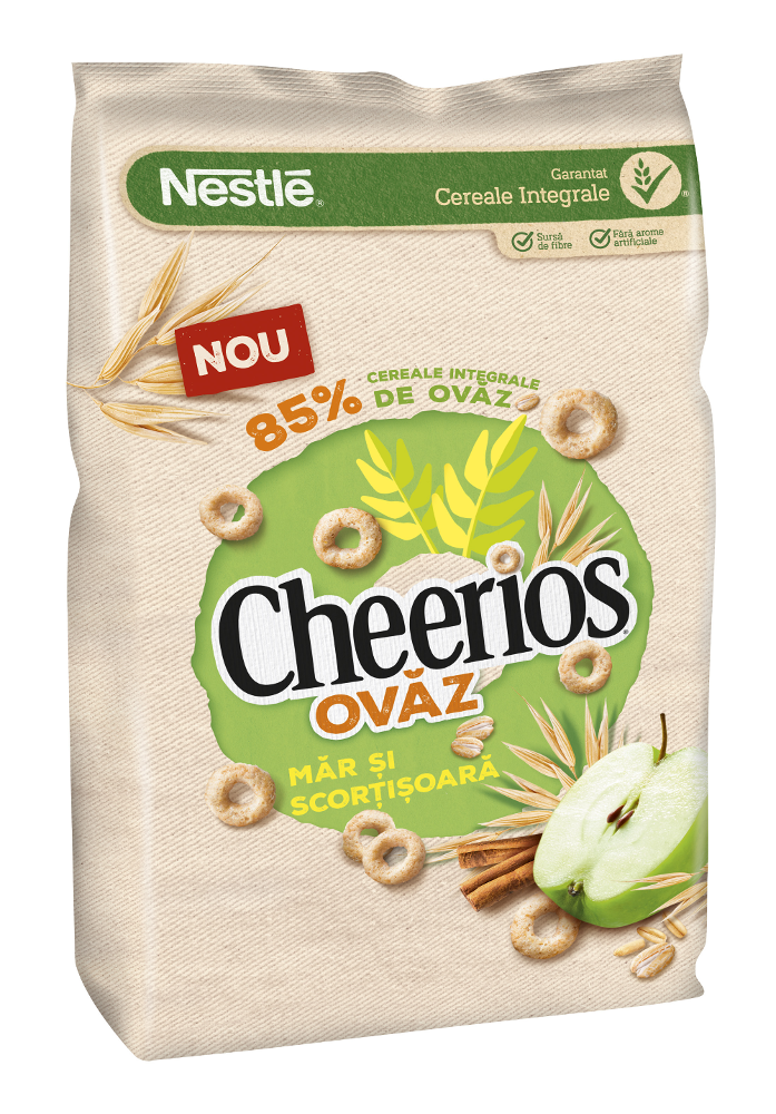 Cereale Nestle Cheerios Ovaz Mar si scortisoara, pentru mic dejun 400g