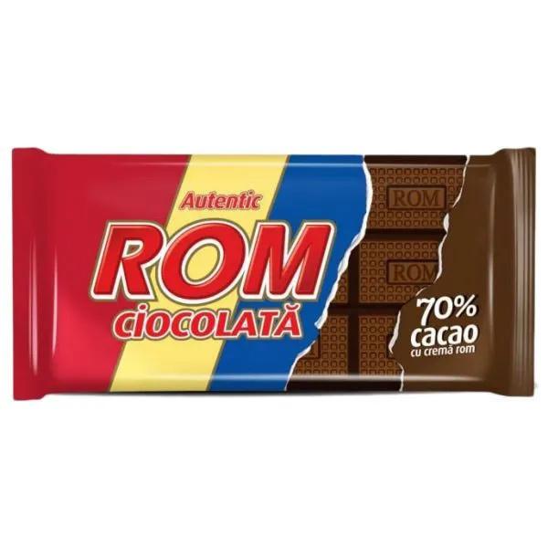Ciocolata amaruie Rom 70% si crema de rom 88g
