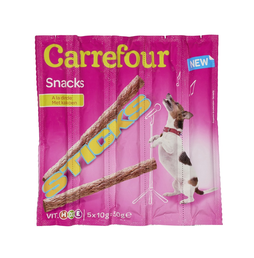 Snack sticks cu carne de curcan pentru caini Carrefour 5x10g