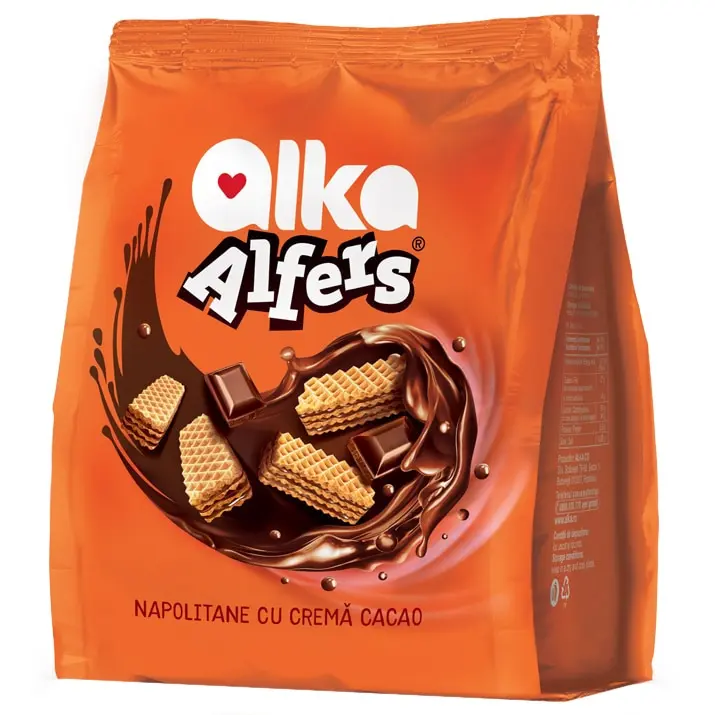 Alka Alfers Napolitane cu crema cacao 180 g