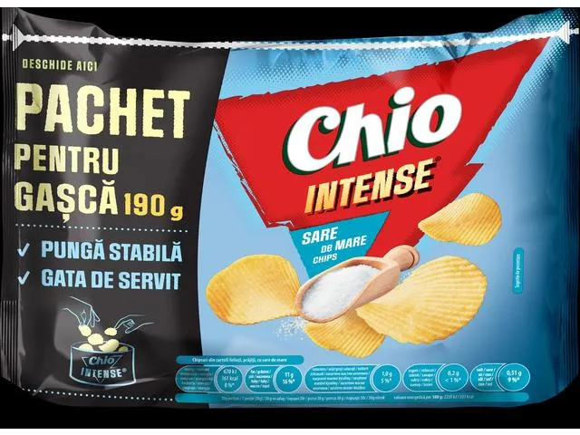 Chipsuri din cartofi Chio Intense cu sare de mare 190g