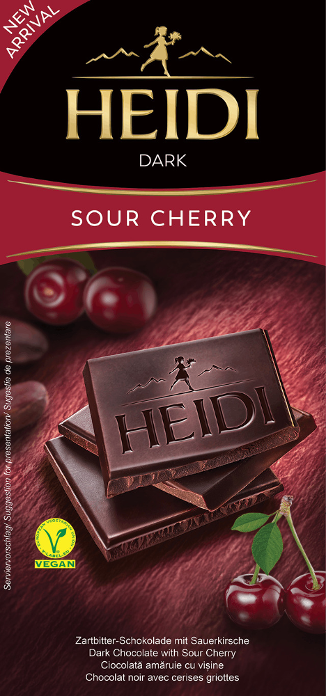Ciocolata amaruie Heidi Dark cu visine 80g