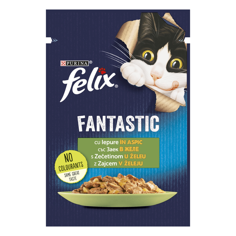 Hrana umeda pentru pisici Felix Fantastic Iepure in Aspic, 85g