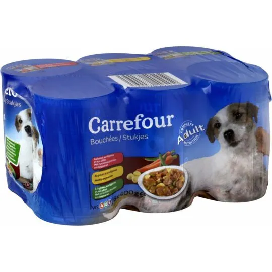 Hrana umeda pentru caini adulti Carrefour,  mix, 6x400 g